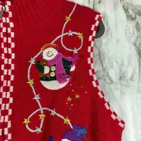 Ugly Christmas Sweater Vest. Planet And Company Woman SZ Petite Large Knit - Picture 6 of 8